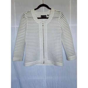 P‎ Luca Milano Zip Mesh White Long Sleeve Jacket Top Sz Medium